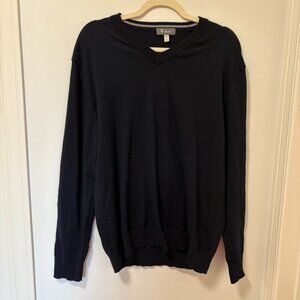 Ibex Merino Wool V Neck Sweater Merino Wool Size L Navy Blue